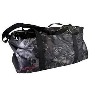 NWOT Ed Hardy Y2K Christian Audigier Skull Tiger Travel Weekender Duffle Gym Bag